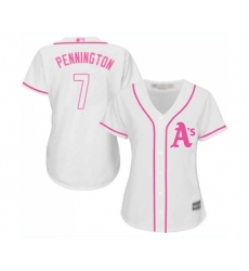 Women's Oakland Athletics #7 Cliff Pennington Replica White Fashion Cool Base Baseball Jersey