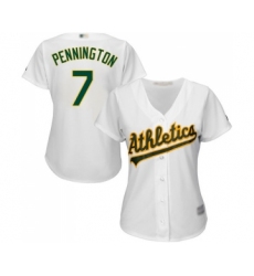 Women's Oakland Athletics #7 Cliff Pennington Replica White Home Cool Base Baseball Jersey