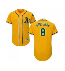 Men's Oakland Athletics #8 Robbie Grossman Gold Alternate Flex Base Authentic Collection Baseball Jersey