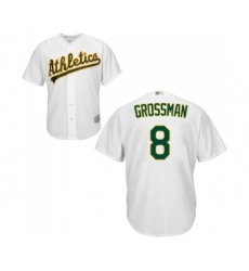 Men's Oakland Athletics #8 Robbie Grossman Replica White Home Cool Base Baseball Jerseyy