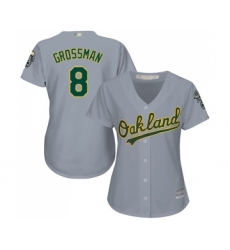 Women's Oakland Athletics #8 Robbie Grossman Replica Grey Road Cool Base Baseball Jersey