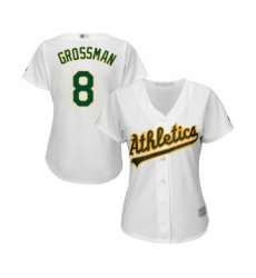 Women's Oakland Athletics #8 Robbie Grossman Replica White Home Cool Base Baseball Jersey
