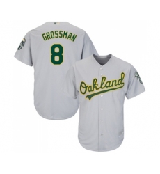 Youth Oakland Athletics #8 Robbie Grossman Replica Grey Road Cool Base Baseball Jersey