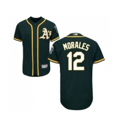 Men's Oakland Athletics #12 Kendrys Morales Green Alternate Flex Base Authentic Collection Baseball Jersey