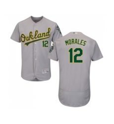 Men's Oakland Athletics #12 Kendrys Morales Grey Road Flex Base Authentic Collection Baseball Jersey