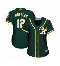 Women's Oakland Athletics #12 Kendrys Morales Replica Green Alternate 1 Cool Base Baseball Jersey