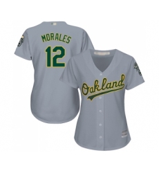 Women's Oakland Athletics #12 Kendrys Morales Replica Grey Road Cool Base Baseball Jersey