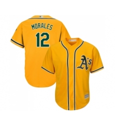 Youth Oakland Athletics #12 Kendrys Morales Replica Gold Alternate 2 Cool Base Baseball Jersey