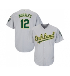 Youth Oakland Athletics #12 Kendrys Morales Replica Grey Road Cool Base Baseball Jersey