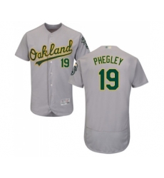 Men's Oakland Athletics #19 Josh Phegley Grey Road Flex Base Authentic Collection Baseball Jersey