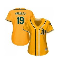 Women's Oakland Athletics #19 Josh Phegley Authentic Gold Alternate 2 Cool Base Baseball Jersey