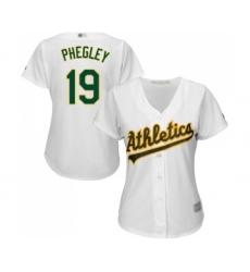 Women's Oakland Athletics #19 Josh Phegley Replica White Home Cool Base Baseball Jersey
