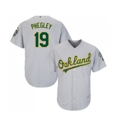 Youth Oakland Athletics #19 Josh Phegley Replica Grey Road Cool Base Baseball Jersey