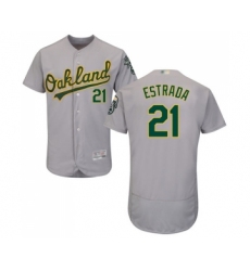 Men's Oakland Athletics #21 Marco Estrada Grey Road Flex Base Authentic Collection Baseball Jersey
