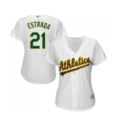 Women's Oakland Athletics #21 Marco Estrada Replica White Home Cool Base Baseball Jersey