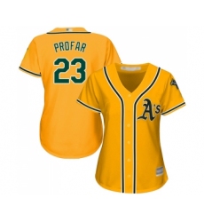 Women's Oakland Athletics #23 Jurickson Profar Replica Gold Alternate 2 Cool Base Baseball Jersey