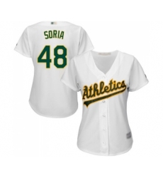 Women's Oakland Athletics #48 Joakim Soria Replica White Home Cool Base Baseball Jersey