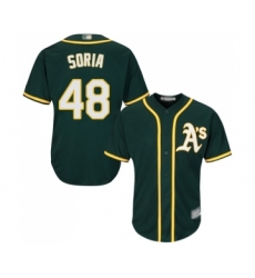 Youth Oakland Athletics #48 Joakim Soria Replica Green Alternate 1 Cool Base Baseball Jersey
