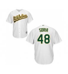 Youth Oakland Athletics #48 Joakim Soria Replica White Home Cool Base Baseball Jersey