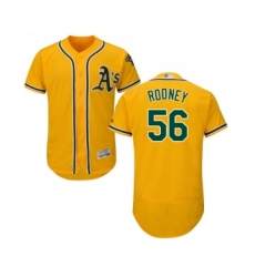 Men's Oakland Athletics #56 Fernando Rodney Gold Alternate Flex Base Authentic Collection Baseball Jersey