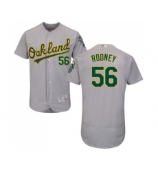 Men's Oakland Athletics #56 Fernando Rodney Grey Road Flex Base Authentic Collection Baseball Jersey