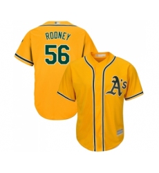 Men's Oakland Athletics #56 Fernando Rodney Replica Gold Alternate 2 Cool Base Baseball Jersey