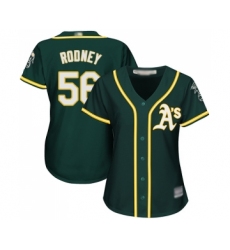Women's Oakland Athletics #56 Fernando Rodney Replica Green Alternate 1 Cool Base Baseball Jersey