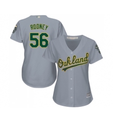 Women's Oakland Athletics #56 Fernando Rodney Replica Grey Road Cool Base Baseball Jersey