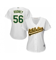 Women's Oakland Athletics #56 Fernando Rodney Replica White Home Cool Base Baseball Jersey