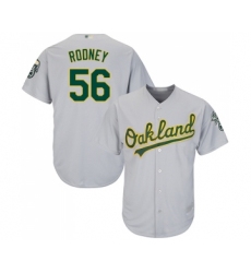 Youth Oakland Athletics #56 Fernando Rodney Replica Grey Road Cool Base Baseball Jersey