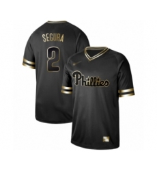 Men's Philadelphia Phillies #2 Jean Segura Authentic Black Gold Fashion Baseball Jersey