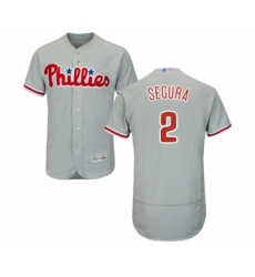 Men's Philadelphia Phillies #2 Jean Segura Grey Road Flex Base Authentic Collection Baseball Jersey