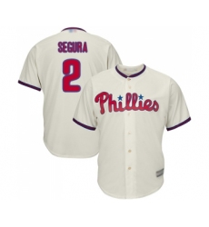 Men's Philadelphia Phillies #2 Jean Segura Replica Cream Alternate Cool Base Baseball Jersey