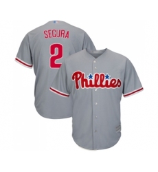 Men's Philadelphia Phillies #2 Jean Segura Replica Grey Road Cool Base Baseball Jersey