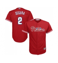 Men's Philadelphia Phillies #2 Jean Segura Replica Red Alternate Cool Base Baseball Jersey