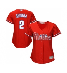 Women's Philadelphia Phillies #2 Jean Segura Replica Red Alternate Cool Base Baseball Jersey