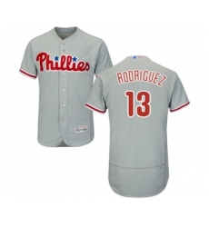 Men's Philadelphia Phillies #13 Sean Rodriguez Grey Road Flex Base Authentic Collection Baseball Jersey
