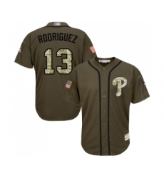 Youth Philadelphia Phillies #13 Sean Rodriguez Authentic Green Salute to Service Baseball Jersey