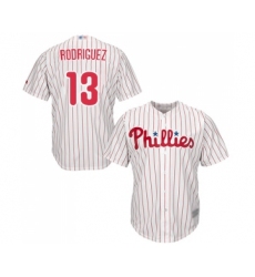 Youth Philadelphia Phillies #13 Sean Rodriguez Replica White Red Strip Home Cool Base Baseball Jersey