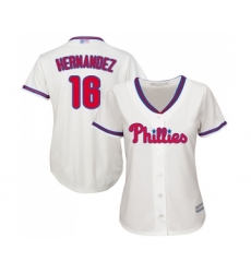 Women's Philadelphia Phillies #16 Cesar Hernandez Replica Cream Alternate Cool Base Baseball Jersey