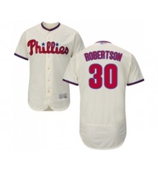 Men's Philadelphia Phillies #30 David Robertson Cream Alternate Flex Base Authentic Collection Baseball Jersey