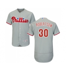 Men's Philadelphia Phillies #30 David Robertson Grey Road Flex Base Authentic Collection Baseball Jersey