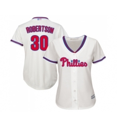 Women's Philadelphia Phillies #30 David Robertson Replica Cream Alternate Cool Base Baseball Jersey