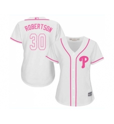 Women's Philadelphia Phillies #30 David Robertson Replica White Fashion Cool Base Baseball Jersey