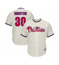 Youth Philadelphia Phillies #30 David Robertson Replica Cream Alternate Cool Base Baseball Jersey