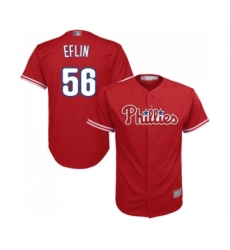 Men's Philadelphia Phillies #56 Zach Eflin Replica Red Alternate Cool Base Baseball Jersey