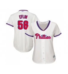 Women's Philadelphia Phillies #56 Zach Eflin Replica Cream Alternate Cool Base Baseball Jersey