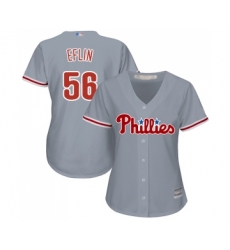 Women's Philadelphia Phillies #56 Zach Eflin Replica Grey Road Cool Base Baseball Jersey