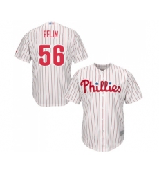 Youth Philadelphia Phillies #56 Zach Eflin Replica White Red Strip Home Cool Base Baseball Jersey