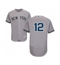 Men's New York Yankees #12 Troy Tulowitzki Grey Road Flex Base Authentic Collection Baseball Jersey